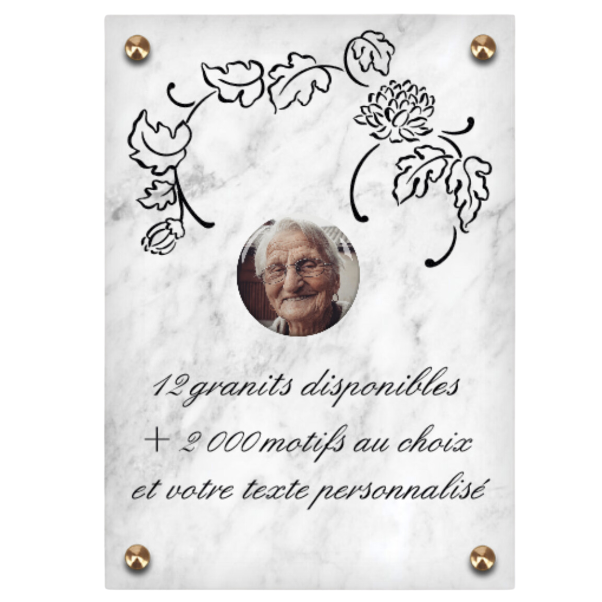 Plaque funéraire personnalisable rectangle-verticale 20x30cm