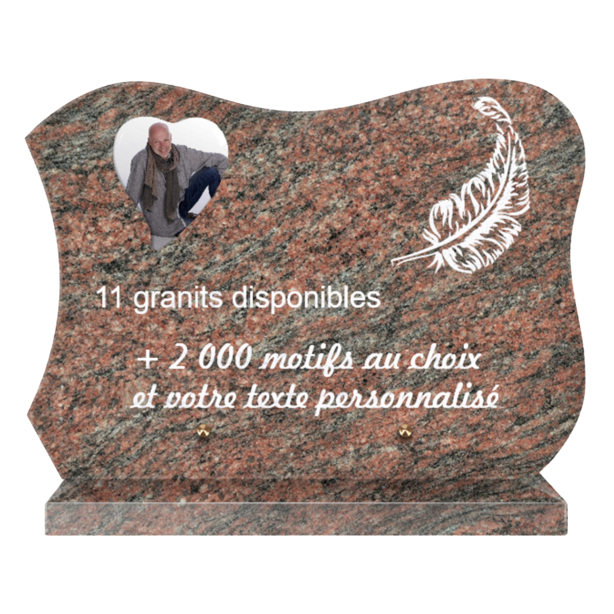 Plaque funéraire personnalisable rectangle arrondi 35x25cm