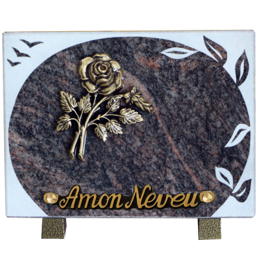 Plaque gravure ronde bronze rose 15x20cm