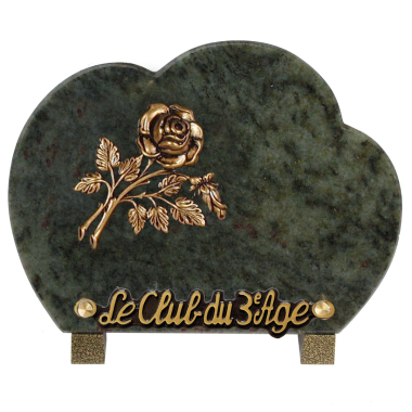 Plaque nuage bronze tige rose 15x20cm