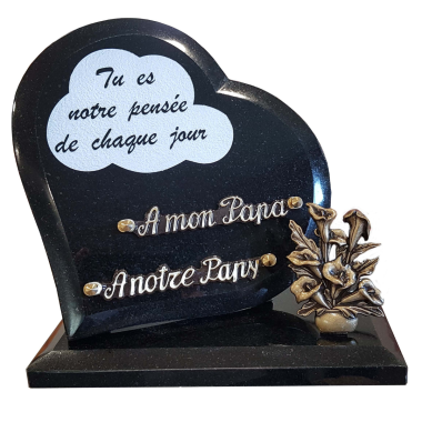 Plaque coeur gravure texte bronze arums 23x23cm