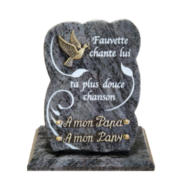 Plaque verticale gravure bronze colombe 18x25cm