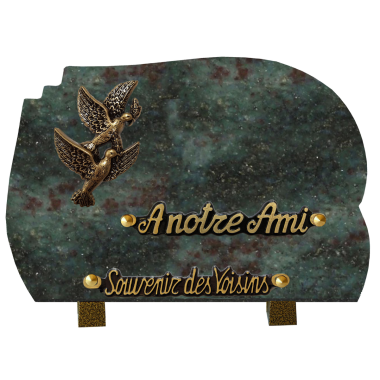 Plaque forme bronze 2 colombes 18x25cm