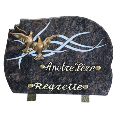 Plaque forme gravure bronze colombes 18x25cm