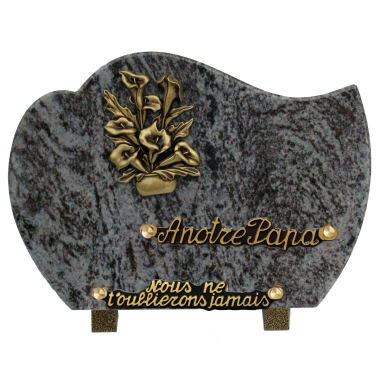 Plaque forme arrondie bronze arums 18x25cm