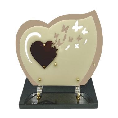 Plaque funéraire en plexglass forme coeur 
