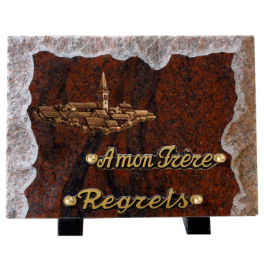 Plaque bords bruts bronze village 18x25cm