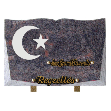 Plaque livre gravure croissant étoile 20x30cm