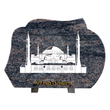 Plaque forme gravure mosquée 25x35cm