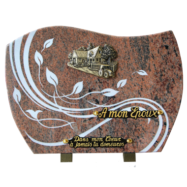 Plaque forme gravure fresque bronze ferme 25x35cm