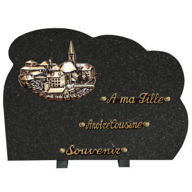 Plaque forme bronze village 30x40cm