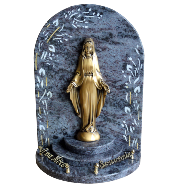 Statue Vierge gravure fleur 30x40cm