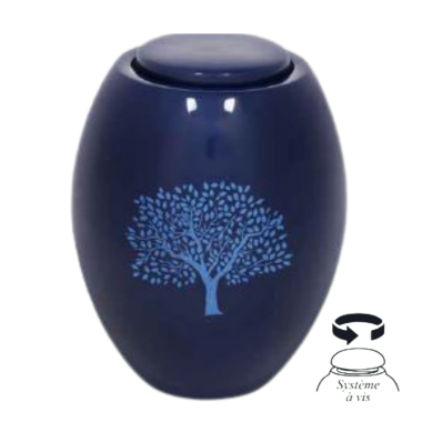 Urne empreinte arbre bleue