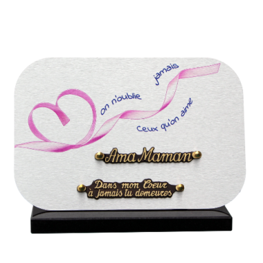 Plaque dibond rectangle arrondis lacet cœur 