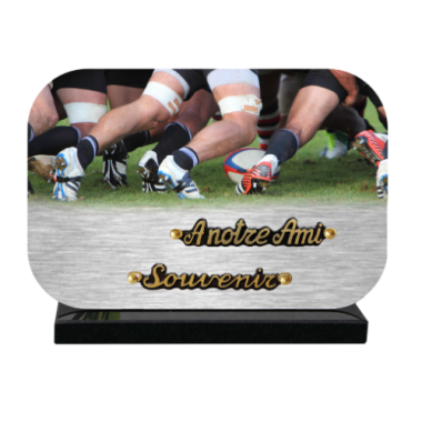 Plaque dibond rectangle arrondi joueurs de rugby