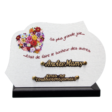 Plaque dibond forme cœur de fleurs 