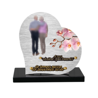 Plaque dibond forme cœur grands-parents