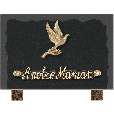 Plaque bords bruts bronze main colombe 12x18cm