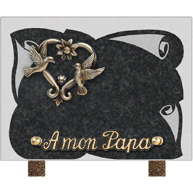 Plaque gravure parchemin bronze coeur colombes 15x20cm