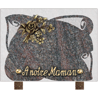 Plaque gravure parchemin bronze bouquet 15x20cm