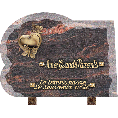 Plaque bords bruts forme bronze coeur papillon 18x25cm