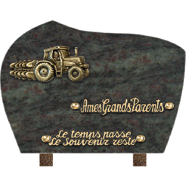 Plaque forme bronze tracteur 18x25cm