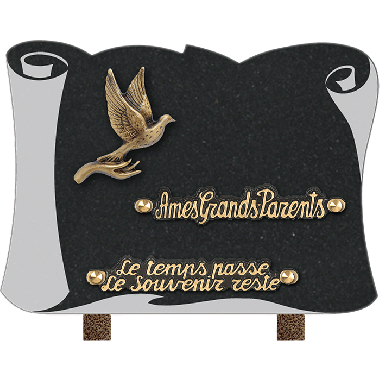 Plaque parchemin bronze main colombe 18x25cm