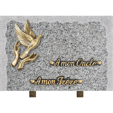 Plaque bords bruts bronze mains colombe 20x30cm