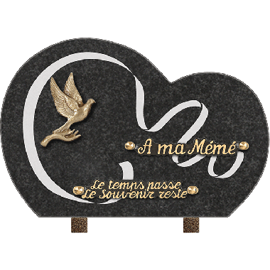 Plaque forme gravure ruban bronze main colombe 20x30cm