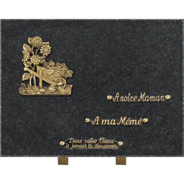 Plaque bronze brouette jardin 30x40cm