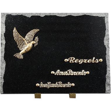 Plaque bords bruts bronze colombe 30x40cm