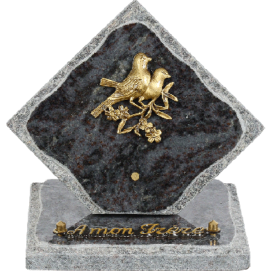 Plaque losange bronze oiseaux 15x15cm