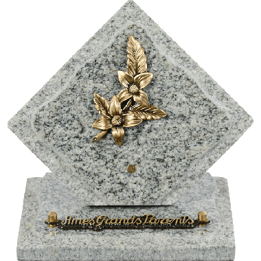 Plaque losange bronze fleurs 15x15cm