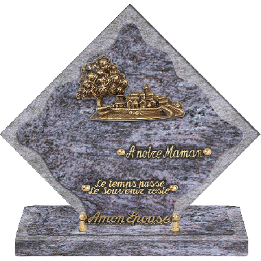 Plaque losange bronze village 28x28cm