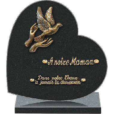Plaque coeur bronze mains colombe 25x25cm