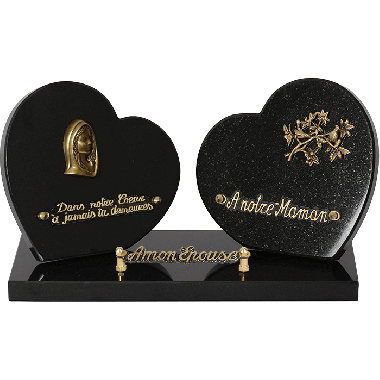 Plaque double coeur bronze Marie oiseaux 20x35cm