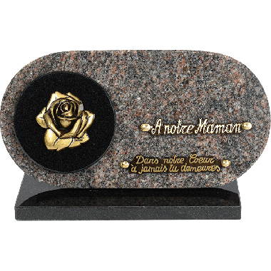 Plaque ronde double granit bronze roses 20x35cm