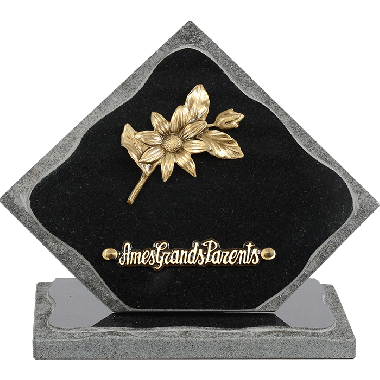 Plaque losange bronze fleur 20x20cm