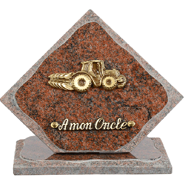 Plaque losange bronze tracteur 20x20cm