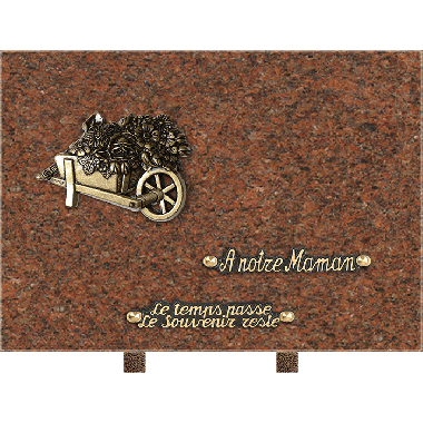 Plaque bronze brouette jardin 25x35cm