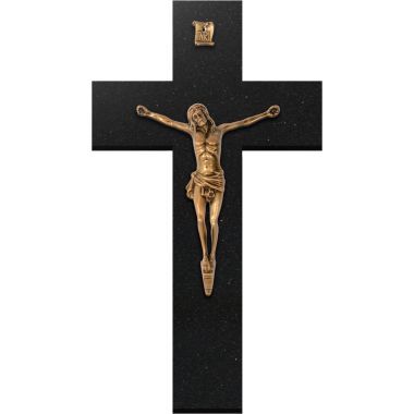 Croix Bronze Jésus en granit Marlin - 34x60cm