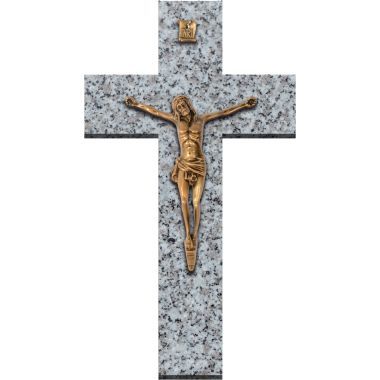 Croix Bronze Jésus en granit Gris du Tarn - 34x60cm