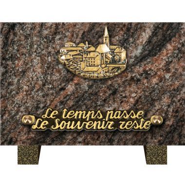 Plaque bronze petit village 12x18cm
