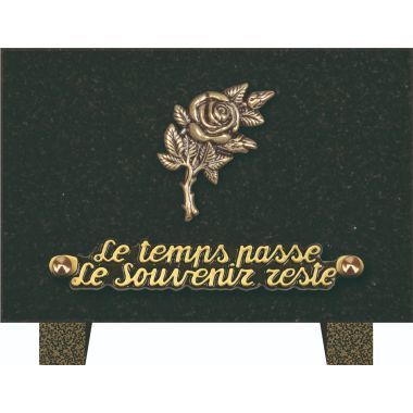 Plaque bronze tige rose 12x18cm