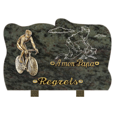 Plaque forme bronze et sablage vélo 30x20cm