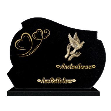 Plaque forme cœur sablée et bronze main colombe 35x25cm