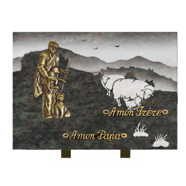 Plaque rectangle bronze berger 35x25cm