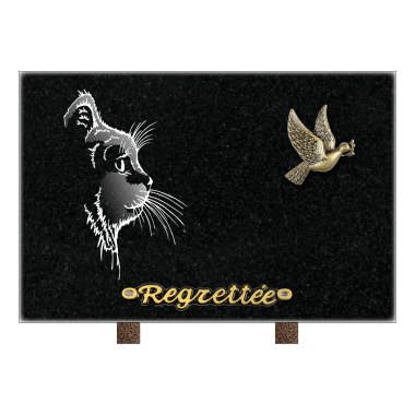 Plaque rectangle colombe et profil chat 30x20cm 
