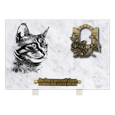  Plaque rectangle bronze fenêtre et chat 30x20cm