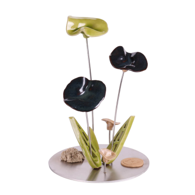 Rond 3 fleurs - Noir celeste 16x25cm